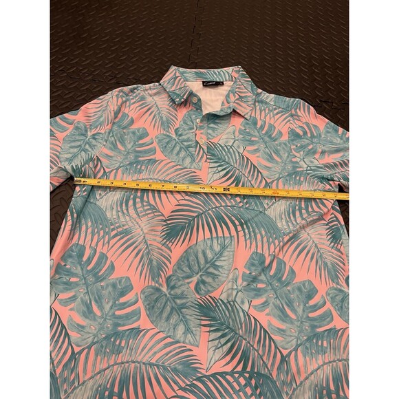 Sunday Swagger Polo Shirt Mens Large Colorful Palm Floral Pink Blue bad birdie - Picture 6 of 7